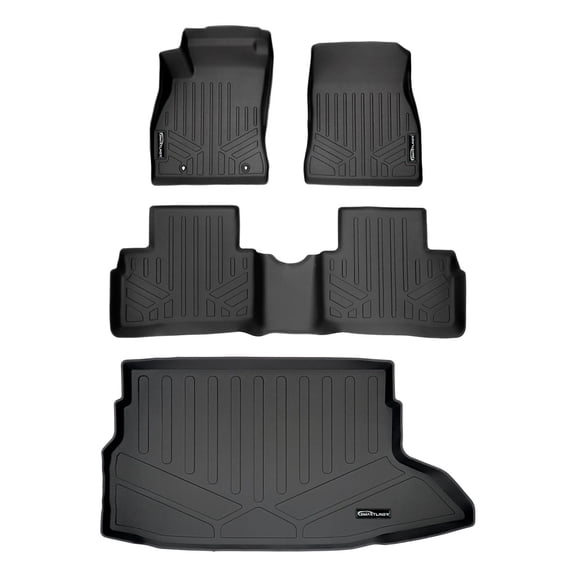 SMARTLINER Custom Floor Mats and Cargo Liner Trunk Set Black Compatible With 2011-2017 Nissan Juke with or without Optional Subwoofer