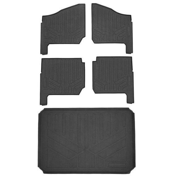 SMARTLINER Floor Mats and Cargo Liner Behind 2nd Row Black Compatible With 2019-2021 Polaris Ranger Crew 1000 (Only Fits 6 Passenger Models)