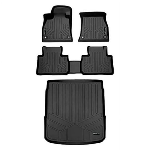 SMARTLINER All Weather Custom Fit Black 2 Row Floor Mats and Cargo Liner Set Compatible With 2019-2022 Audi E-Tron / E-Tron Sportback (Only fits Without 2nd Row Retentions)