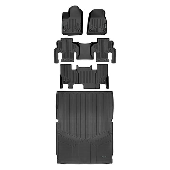 SMARTLINER All Weather Custom Fit Black 3 Row & Cargo Liner Behind the 2nd Row Floor Mat Liner Set Compatible With 2023-2025 Jeep Grand Wagoneer L (7 Passenger Model)