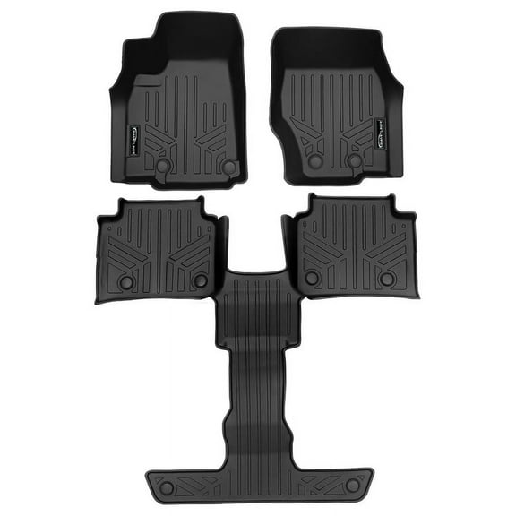 SMARTLINER All Weather Custom Fit Black 3 Row Liner Set Compatible With 2021-2023 Jeep Grand Cherokee L (Only Fits 6 Passenger Models Without 2nd Row Center Console)