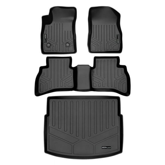 SMARTLINER All Weather Custom Fit Floor Mats and Cargo Liner Behind 2nd Row Lower Deck Set Black Compatible With 2021-2025 Chevrolet Trailblazer (AWD only)