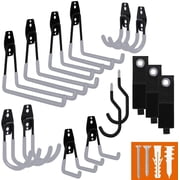 Smartology Anti-Slip Powder Coated Bicycle Storage Hooks Variety Pack, Black 15 Pack