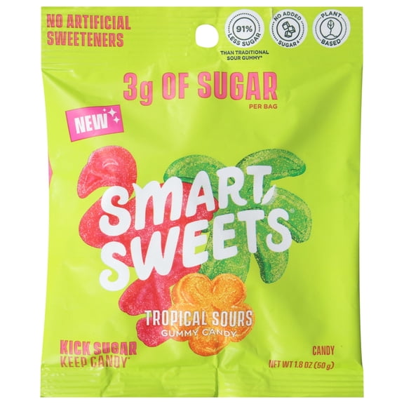 SMARTSWEETS - Tropical Sour Gummies - 1.8 Oz, Case of 14