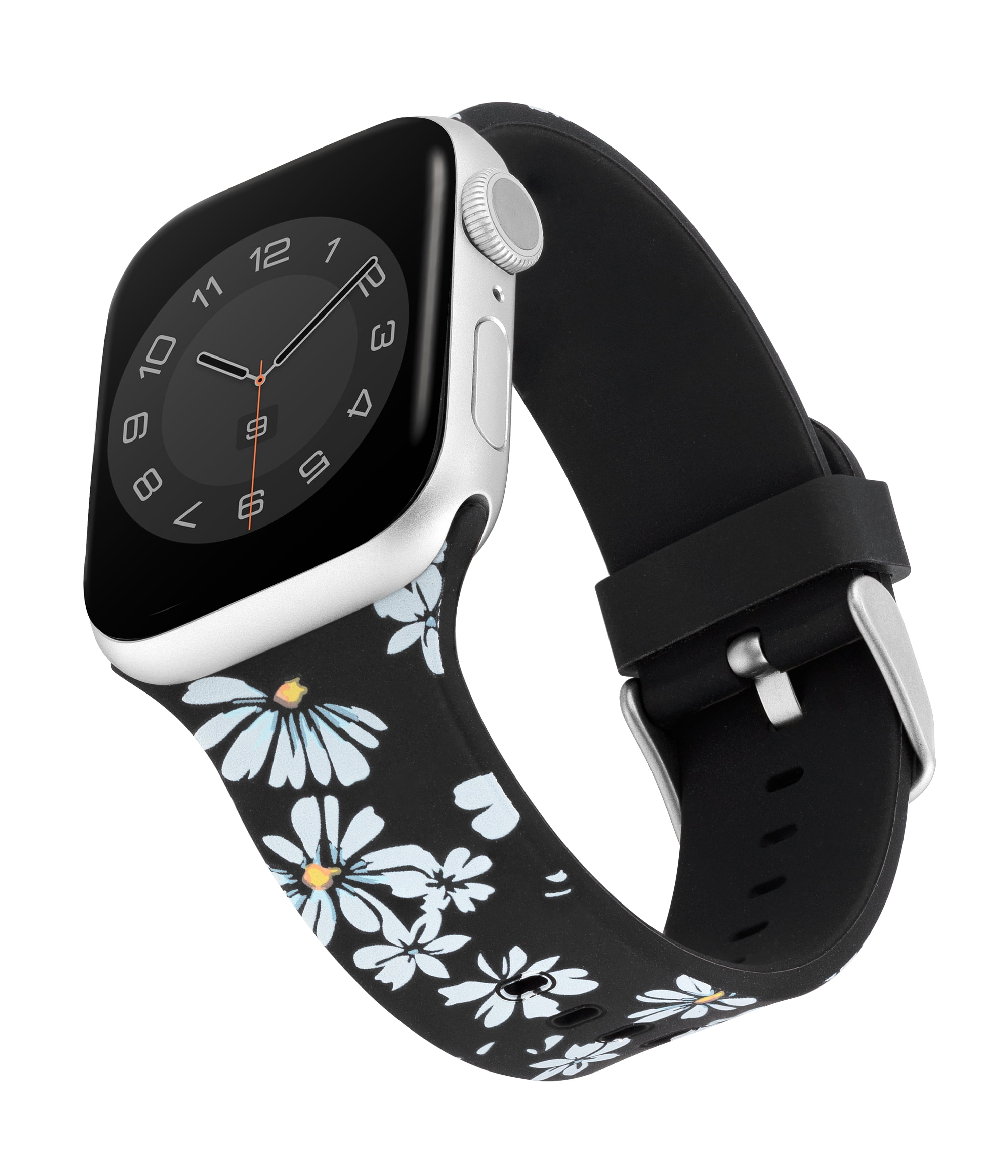 SMARTWATCH BLACK FLORAL SILICONE BAND
