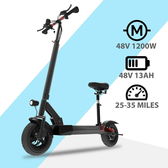 SMATEIGHT Foldable Electric Scooter with Seat, 31.5MPH & 35 Miles, 10 Inch Street Tire