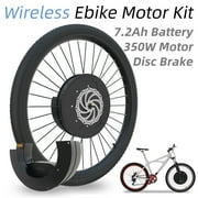 SMATEIGHT Wireless Ebike Conversion Kit، 26 inch 350W Front Hub Wheel Motor، Removable 7.2Ah Lithium Battery with USB Port، IP65 Waterproof Bike Kit for Mountain Bicycle