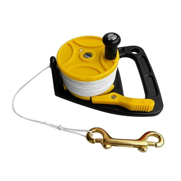 SMB Dive Reel and Spool with a Thumb Finger Stopper & Brass Bolt Holder, Multiuse Scuba Cave Wreck Diving Kayak Anchor Equipment Yellow