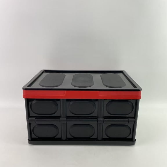 SMCINT Collapsible storage containers for domestic use, 30 Liter Collapsible Storage Bin with Lid, Durable Plastic Folding Storage Crate, Stackable Storage Box Organizer Container