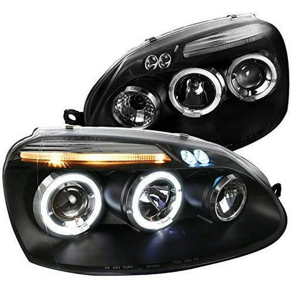 SMD LED Halo Projector Headlight In Black Housing Clear Lens Made For And Compatible With 2006 - 2010 Volkswagen VW Golf Rabbit GTI Jetta 06 07 08 09 10