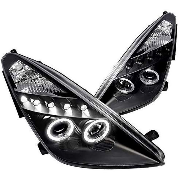 SMD LED Halo Projector Headlight Head Lamp In Matte Black Housing Clear Lens Made For And Compatible With 2000 - 2005 Toyota Celica 00 01 02 03 04 05