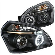 SMD LED Halo Projector Headlight In Black Housing Clear Lens Made For And Compatible With 2005 - 2009 Hyundai Tucson 05 06 07 08 09