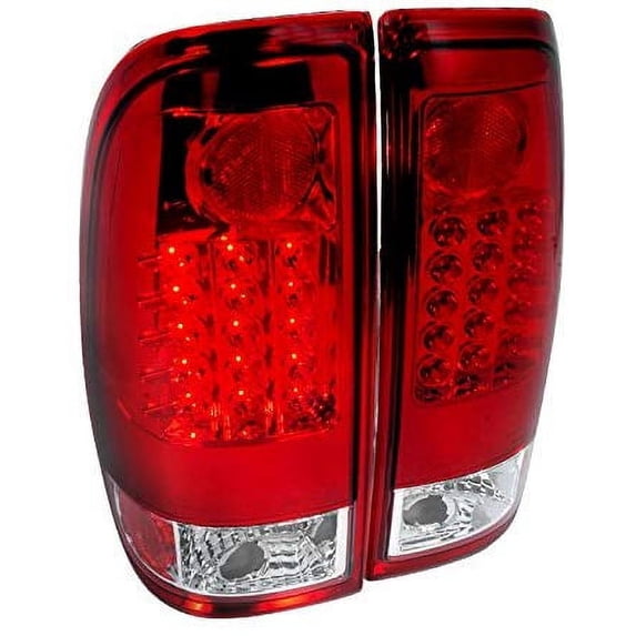 SMD LED Replacement Tail Lights Rear Brake Lamp In Chrome Housing Red Lens Made For And Compatible With Ford F150 F250 F350 F450 Pickup Super Duty