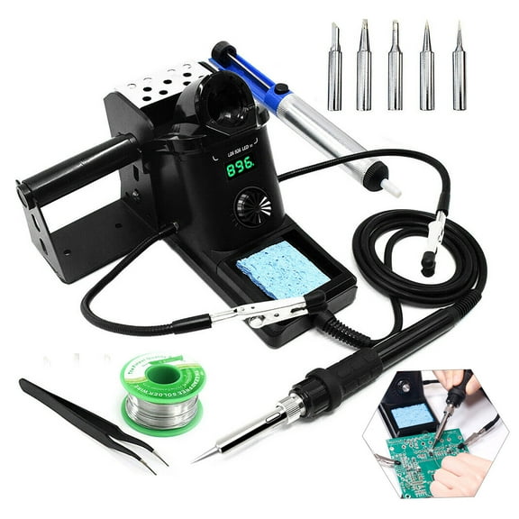 SMD Rework Soldering Iron Station Kit LED Display Desoldering Repair Stand 60W 110V SMD Rework Soldering Station Iron Kit Welding Tool Digital LED Display110V SMD Rework Soldering Iron Station Kit