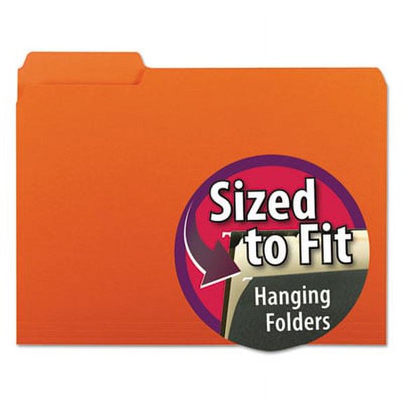 SMD10259 Interior File Folders, 1/3 Cut Top Tab, Letter, Orange, 100/Box