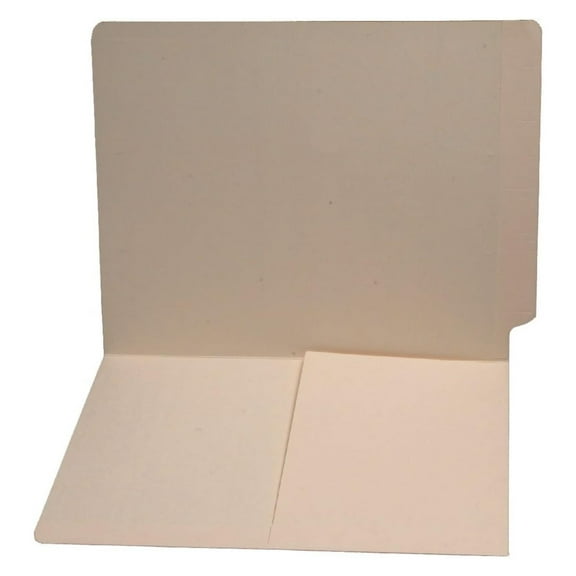 SMD24115 Compatible 11 pt Manila Folders, Full Cut End Tab, Letter Size, 1/2 Pocket Inside Front (Box of 50)