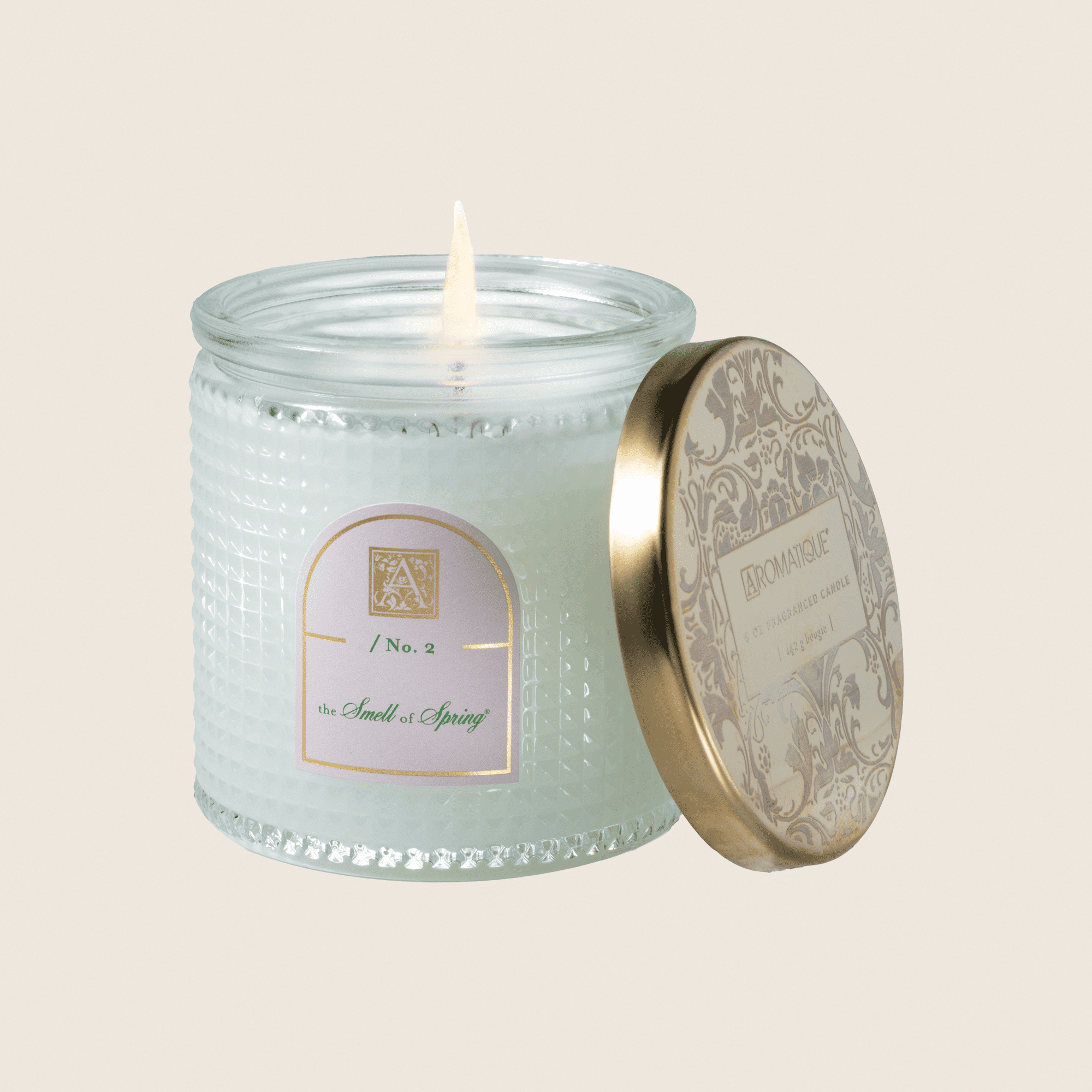 SMELL OF SPRING Aromatique Textured Glass Metal Lid 6 oz Scented Jar Candle