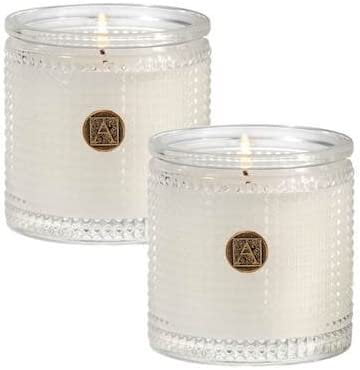 Aromatique Smell of Spring Set of 2 Textured Glass Scented Jar Candle 2 x 6oz