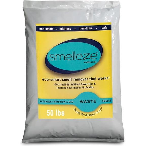 SMELLEZE Eco Animal Waste Odor Removal Deodorizer: 50 lb. Granules Rid Feces and Urine Stench