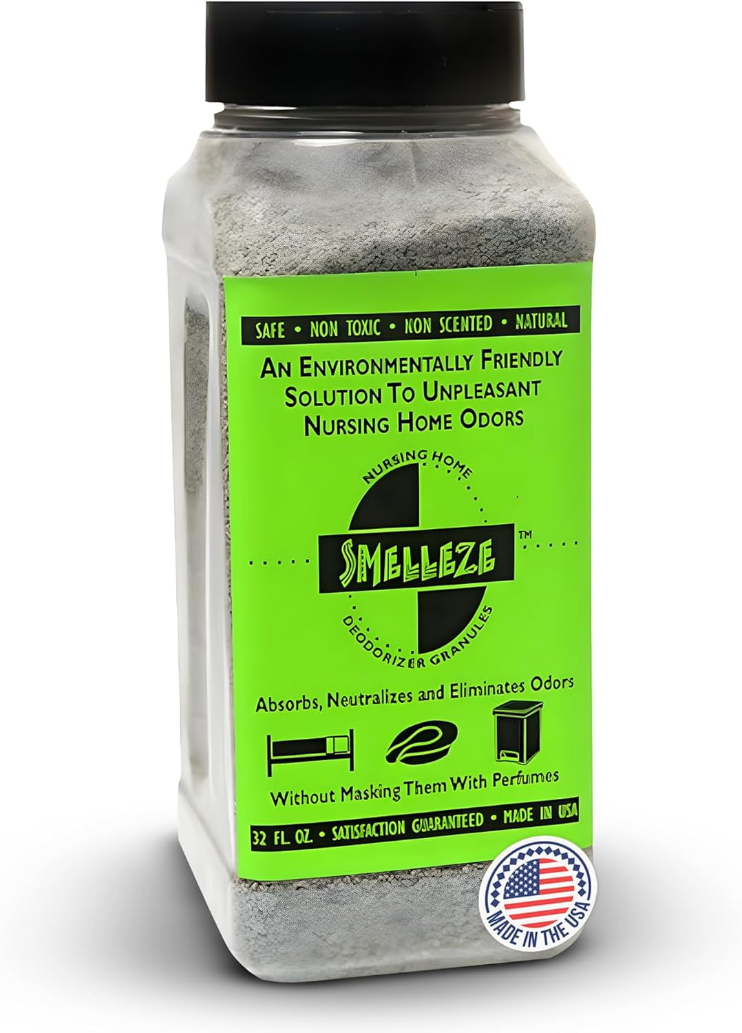 SMELLEZE Natural Elderly Odor Remover Deodorizer: 2 lb. Granules Destroy Sick Room Stench