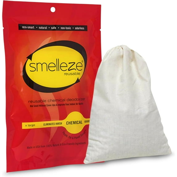 SMELLEZE Reusable Chemical Smell Eliminator X Large Pouch: All-Natural Deodorizer Cleans Air in 150 Sq. ft. Area