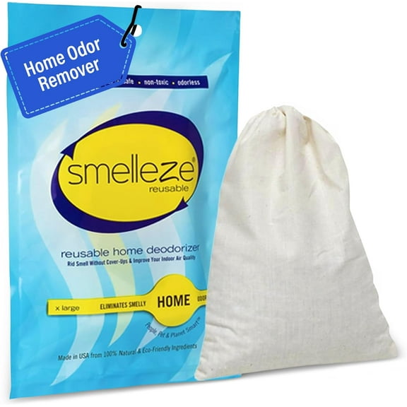 SMELLEZE Reusable Home Smell Removal Deodorizer Pouch: Rids Stinky Odor Without Scents in 150 Sq. Ft.