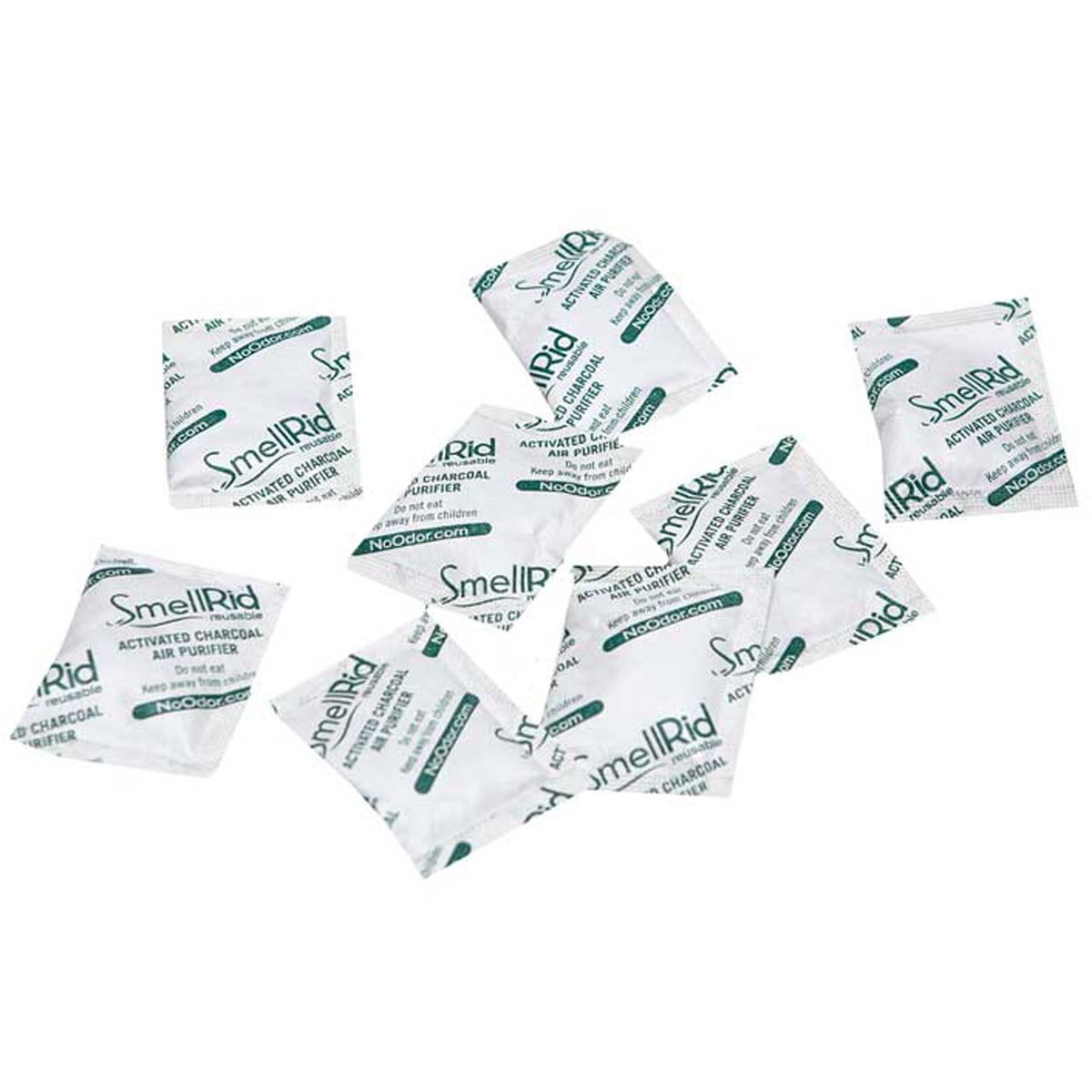 SMELLRID Activated Charcoal Odor Remover & Desiccant That Works [100 Pack] - Mini 5g (2” x 2”) Pack Treats 2 Sq. Ft.- Premium Natural Odor, Chemical & Moisture Absorber Safeguard Stored/Shipped Items