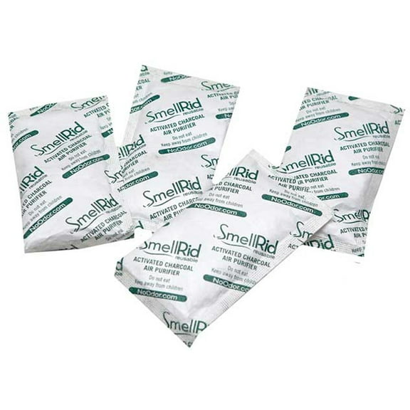 SMELLRID Reusable Activated Charcoal Odor Absorber That Works [10 Pack] - Medium 50 g (3.2" x 5) Pack Treats 25 Sq. Ft. - Premium Natural Deodorizer for Purse, Helmet, Gloves, Pets, Safe & More
