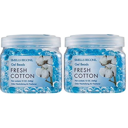 SMELLS BEGONE 12 oz Odor Eliminator Gel - Air Freshener - Absorbs & Eliminates Odors in Pet Areas, Bathrooms, Boats, RVs & Cars - Made with Essential Oils - Fresh Cotton Scent (2-Pack)