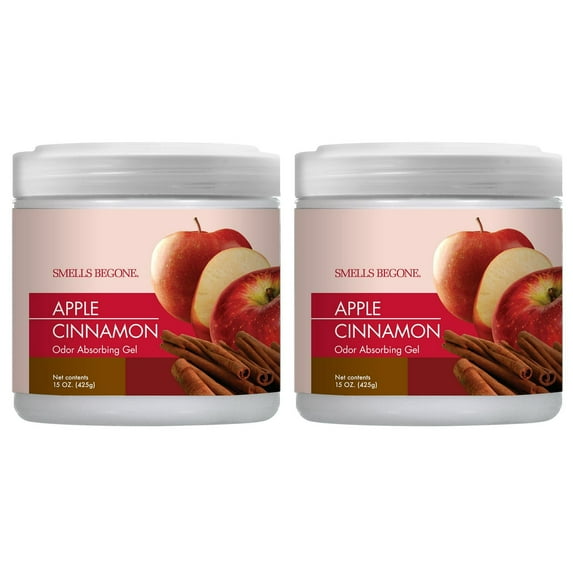 SMELLS BEGONE 15 oz (2-Pack) Odor Absorber Gel - Air Freshener & Odor Control - Apple Cinnamon Scent