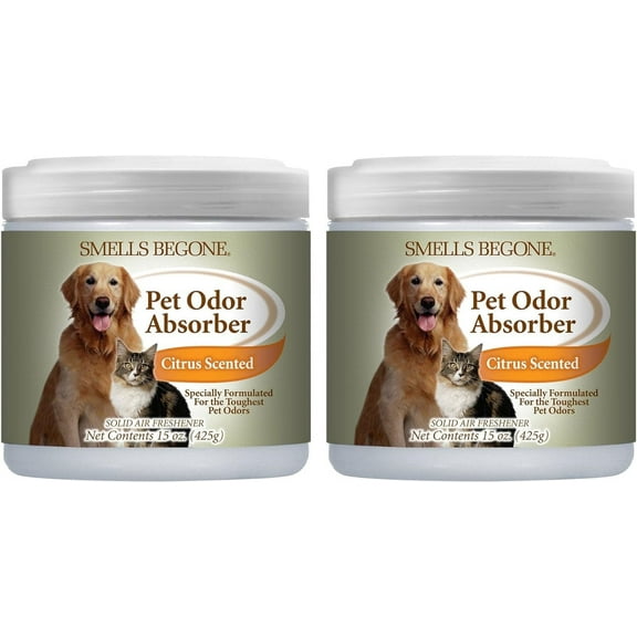 SMELLS BEGONE Pet Odor Absorber Gel, Calming Rain Scent, 15 oz (2-Pack)
