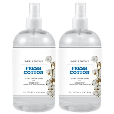 SMELLS BEGONE Air Freshener Home and Linen Spray Made with Essential Oils Fresh Cotton Scent 2 Pack