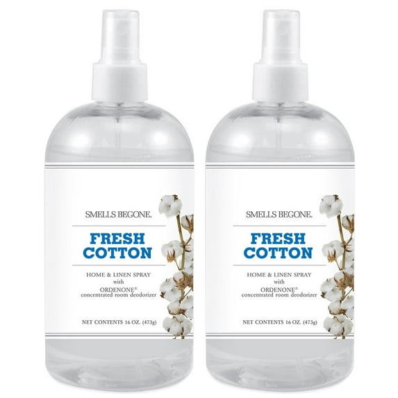 SMELLS BEGONE Air Freshener Home and Linen Spray Made with Essential Oils Fresh Cotton Scent 2 Pack