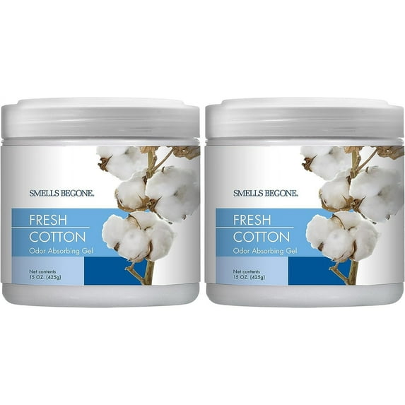 SMELLS BEGONE Odor Absorber Gel Fresh Cotton Scent - Odor Eliminating - 2 Pack, 15 Ounce