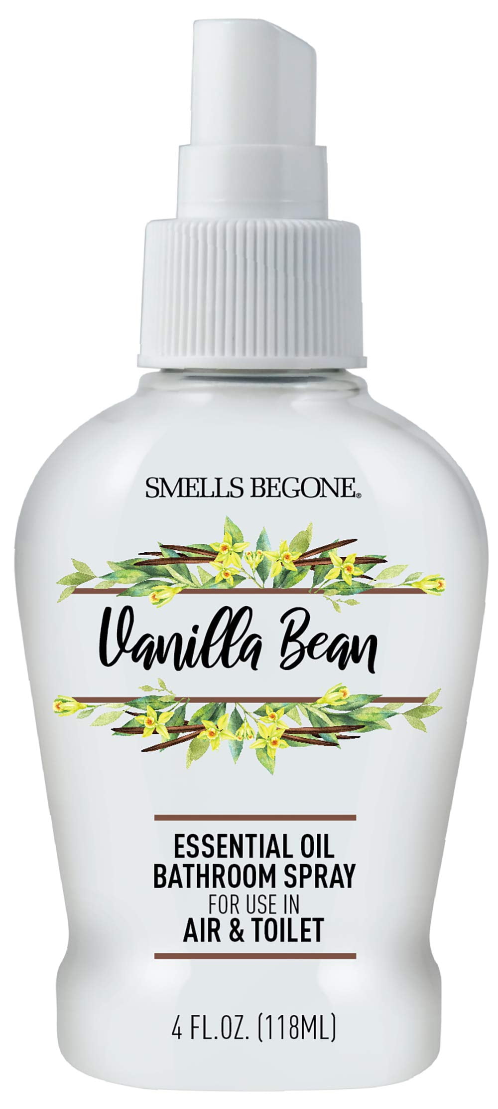 SMELLS BEGONE Essential Oil Air Freshener Odors Made with Essential Oils  Vanilla Bean Scent 4 Ounces