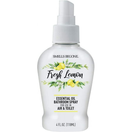 SMELLS BEGONE Toilet & Bathroom Spray, Eliminate Odors, Includes Essential Oil, 4oz - Fresh Lemon