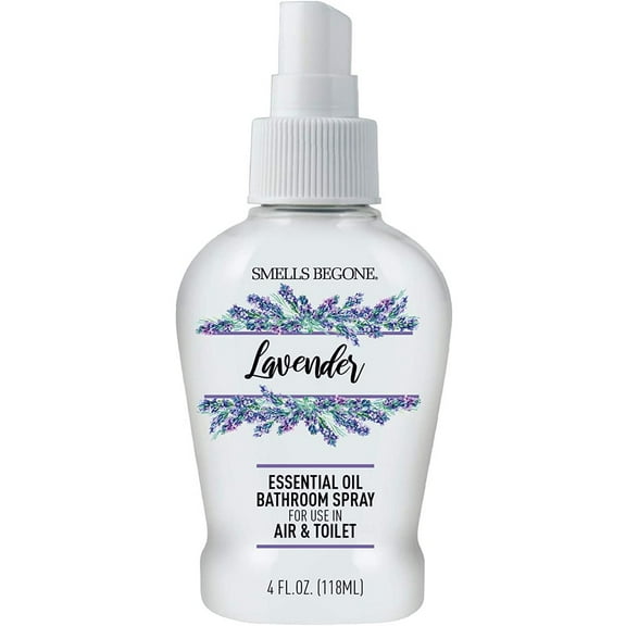 SMELLS BEGONE Toilet & Bathroom Spray, Eliminate Odors, Includes Essential Oil, 4oz - Lavender Scent