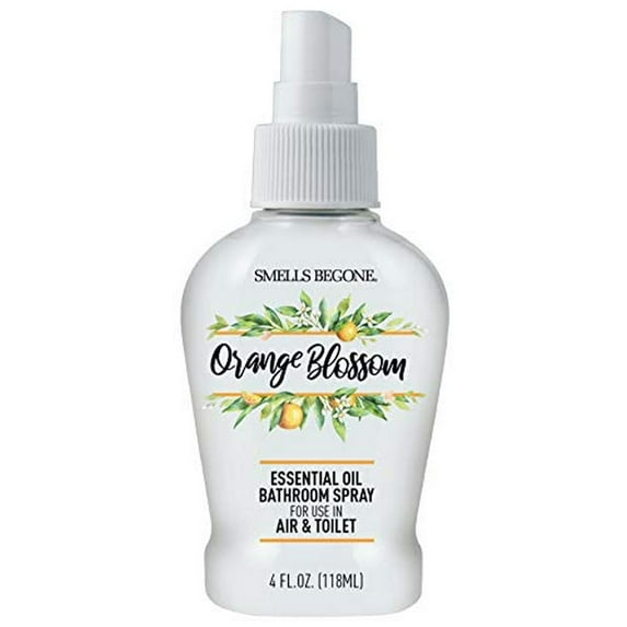 SMELLS BEGONE Toilet & Bathroom Spray, Eliminate Odors, Includes Essential Oil, 4oz - Orange Blossom