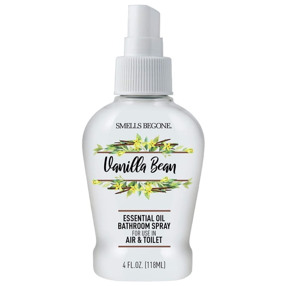SMELLS BEGONE Toilet & Bathroom Spray, Eliminate Odors, Includes Essential Oil, 4oz - Vanilla Bean