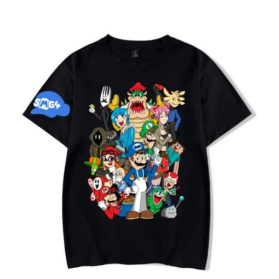 SMG4 Merch T-shirt Trendy Casual Neutral Short Sleeved Fashionable Sports Fun Printed T-shirt Round Neck Top