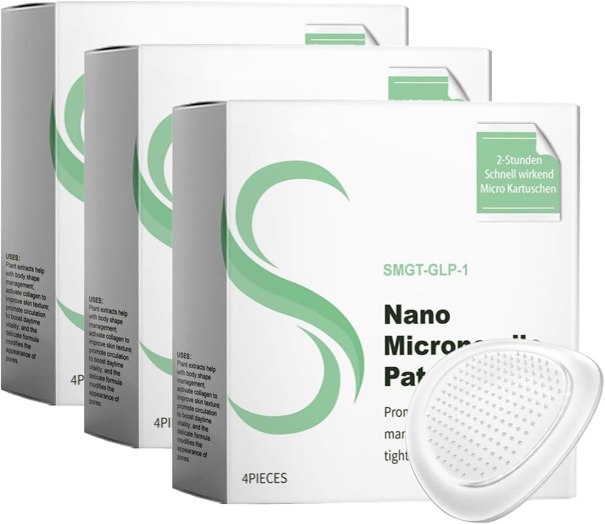 SMGT-GLP-1 Nano-Mikronadelpflaster, 3Box Nano-Mikronadelpflaster Zur Gewichtsabnahme, Tragbare Nano-Mikronadelpflaster Zur Gewichtsabnahme Mit Verbesserter Absorption, Langanhaltend \u0026 Fettfrei