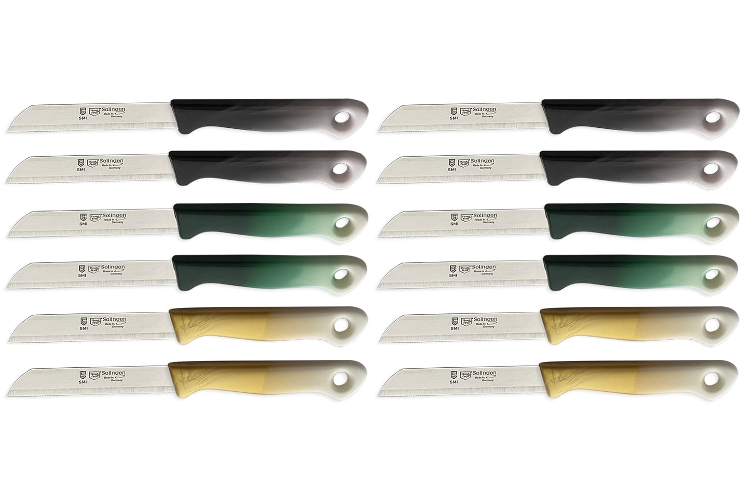 SMI 12 Pcs Paring Knife Set Serrated Solingen Germany Vegetable Knife Fruit Kitchen Knife Flexible Multicolor