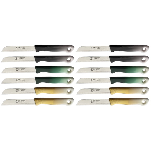 SMI 12 Pcs Paring Knife Set Serrated Solingen Germany Vegetable Knife Fruit Kitchen Knife Flexible Multicolor
