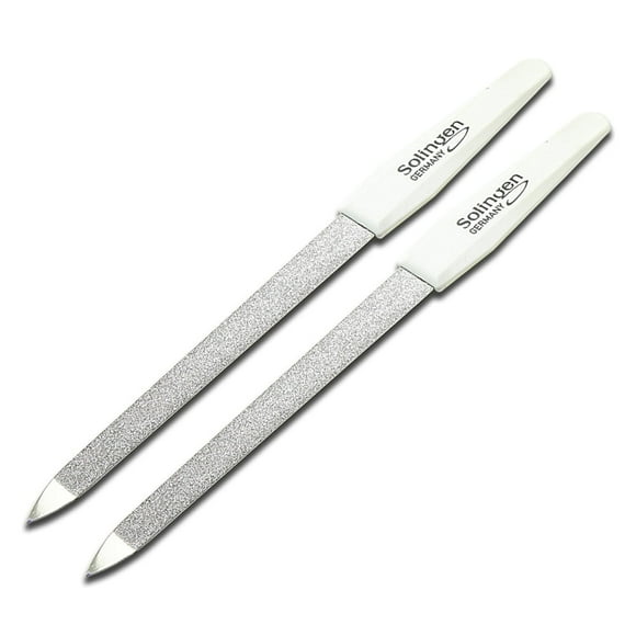 SMI 2 Pcs Solingen Curved Sapphire Metal Nail File Set Fine and Coarse Arched Nail Files Double Sided Best Nail File for Fingernail Toenail Care