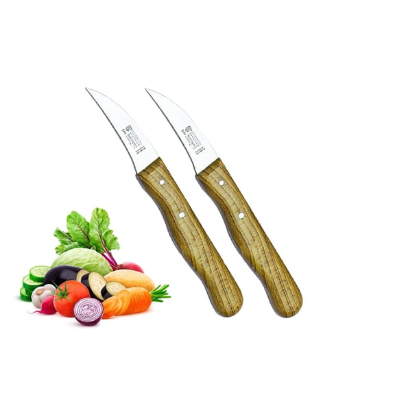 SMI 2 Pcs Solingen Germany Peeling Knife Beech Wood Handle Paring knife for Fruits and Vegetables Stainless Steel Sharp Blade, Not Dishwasher Safe