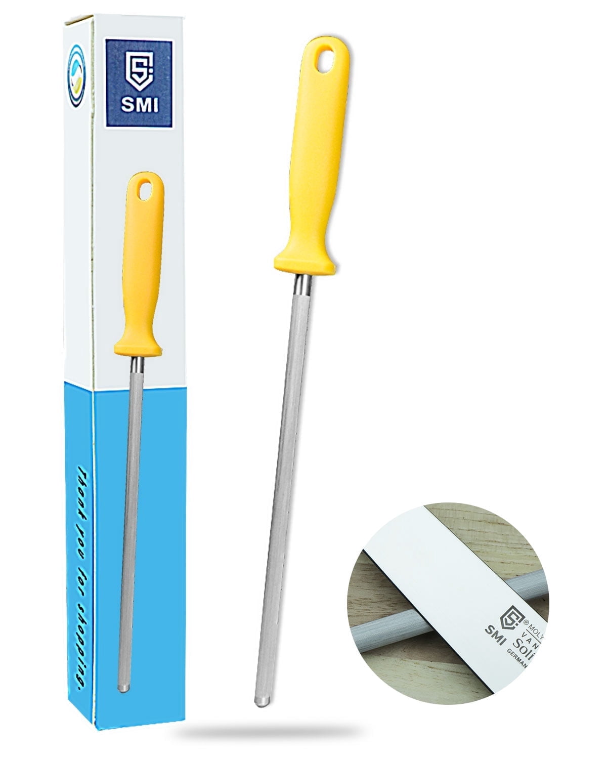 SMI 9 inch Knife Honing Steel Solingen Germany Sharpening Steel Rod Kitchen Knife Sharpener