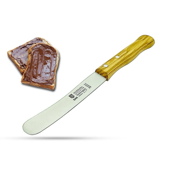 SMI Solingen Butter Knife with Olive Wood Handle - German-Made Wide Blade Spreader