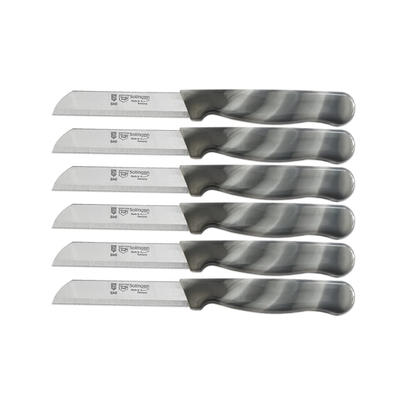 SMI Paring Knife Set 6 Pcs for Kitchen Serrated Edge Blade Fruit and Vegetable Knife Solingen Germany