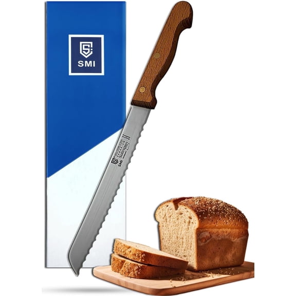 SMI Solingen 20cm Serrated Bread Knife - Best German-Made Table Knife for Homemade Bread