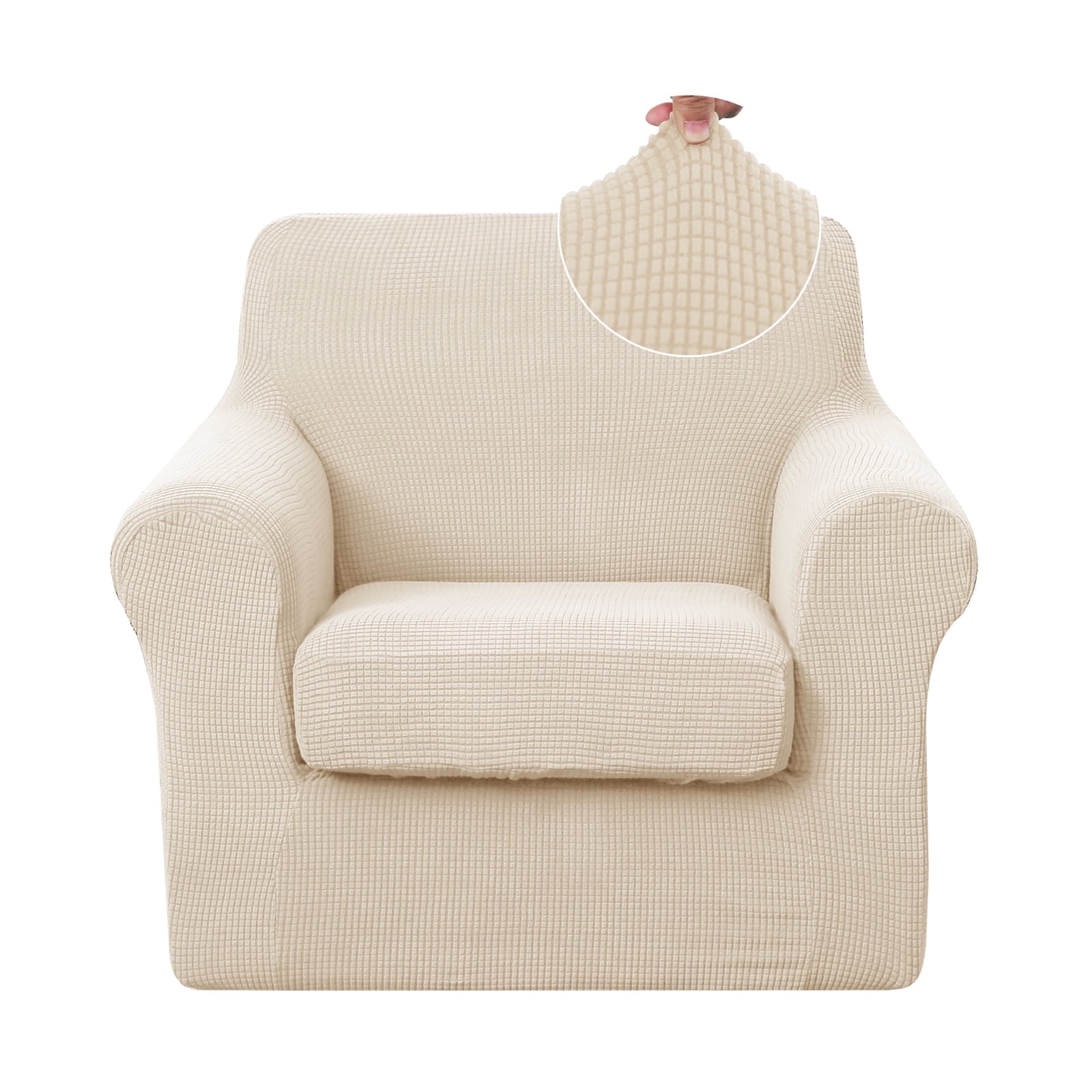 U-NICE HOME 2 Pieces Stretch Recliner Chair Cover Washable Chair Slipcover With Individual Seat Cushion for Pet Friendly, Beige